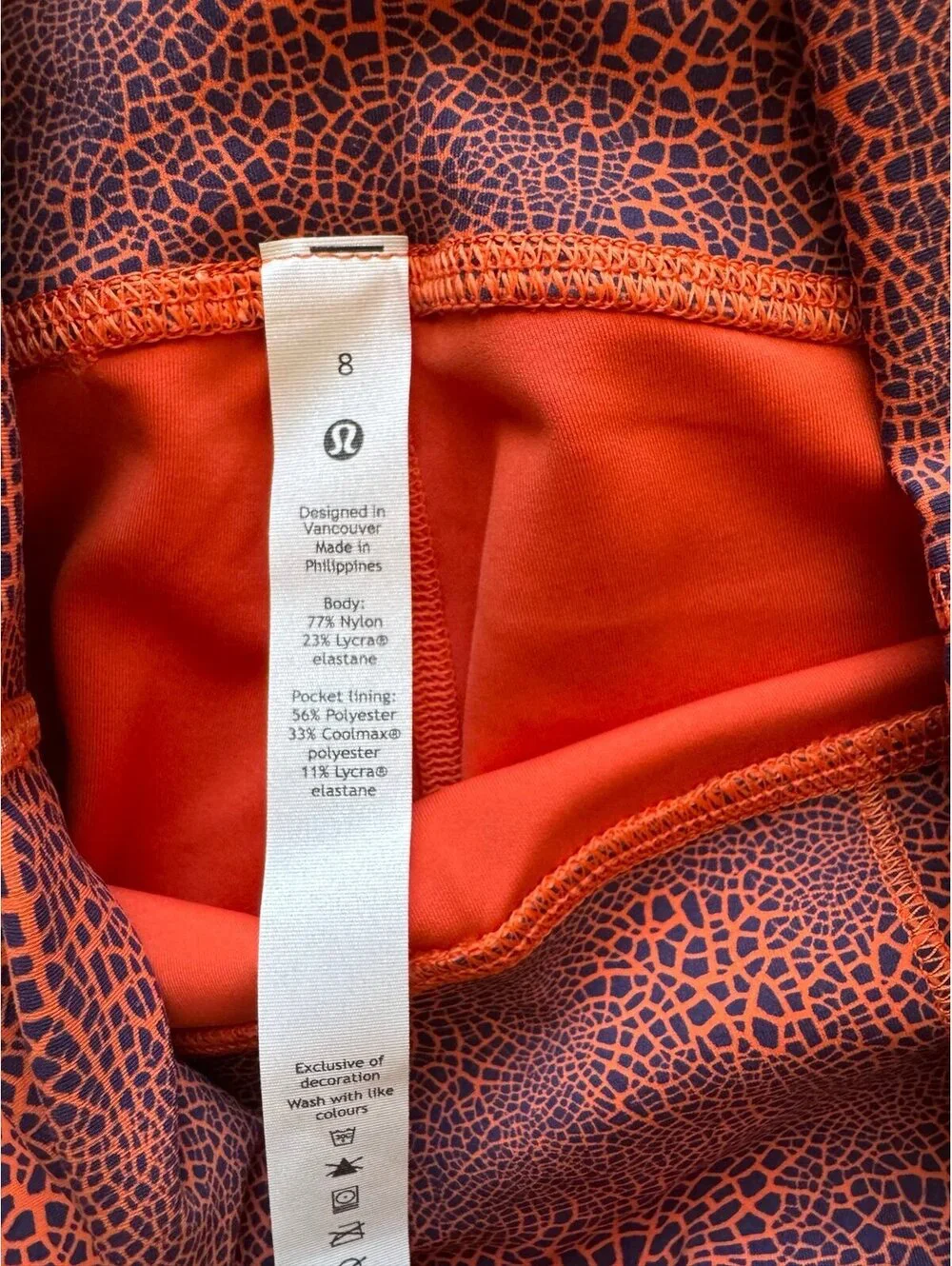 Lululemon Wunder Train High Rise 25” Crackle Glaze Vintage Orange Size 8 NWT - Picture 6 of 7
